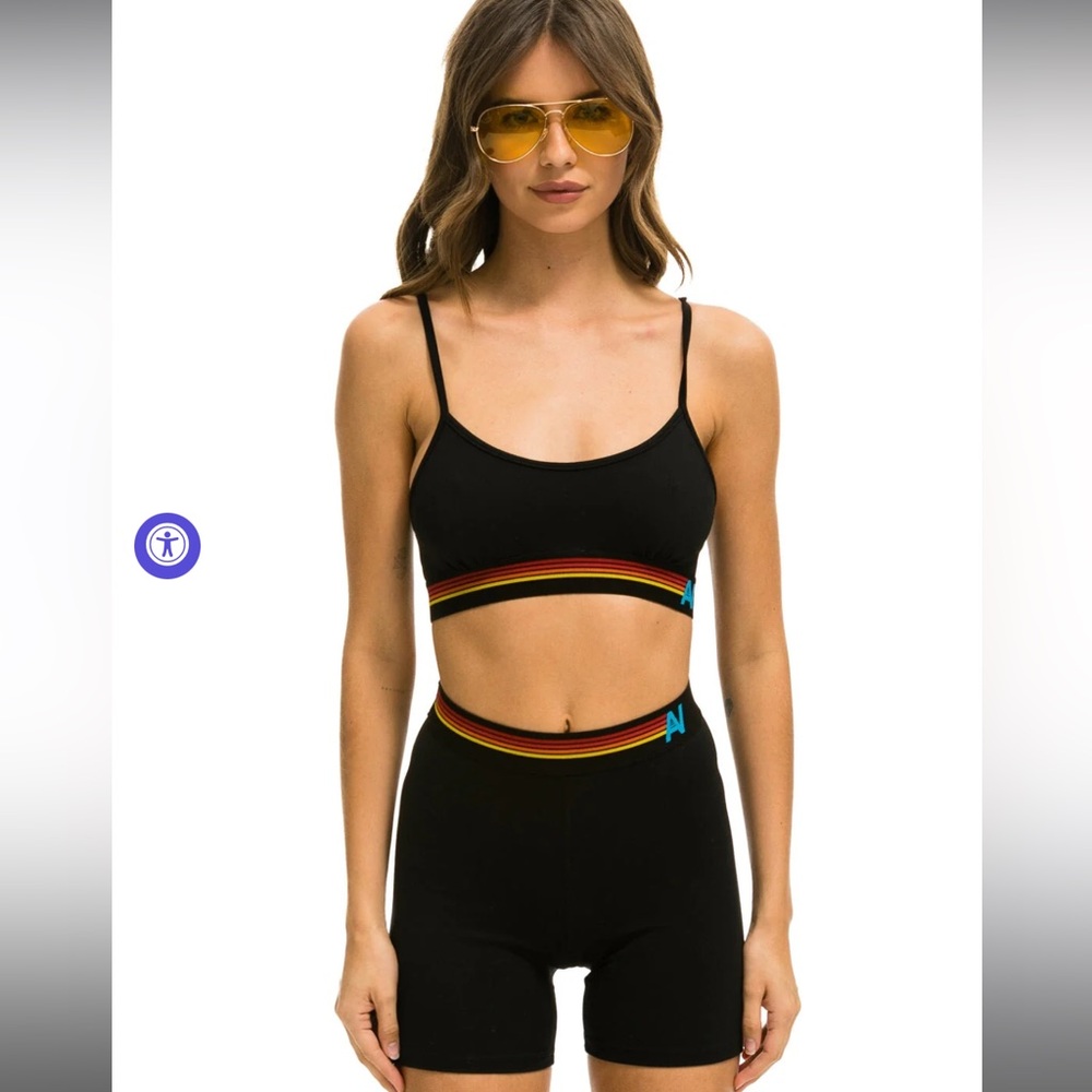 AVIATOR NATION LOGO ADJUSTABLE BRALETTE - BLACK—XS